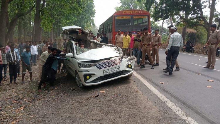रोडवेज व कार की आमने सामने से हुई टक्कर मे कार सवार लगभग आधा लोग जख्मी