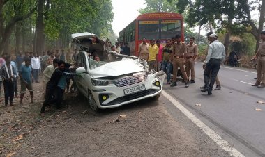 रोडवेज व कार की आमने सामने से हुई टक्कर मे कार सवार लगभग आधा लोग जख्मी 